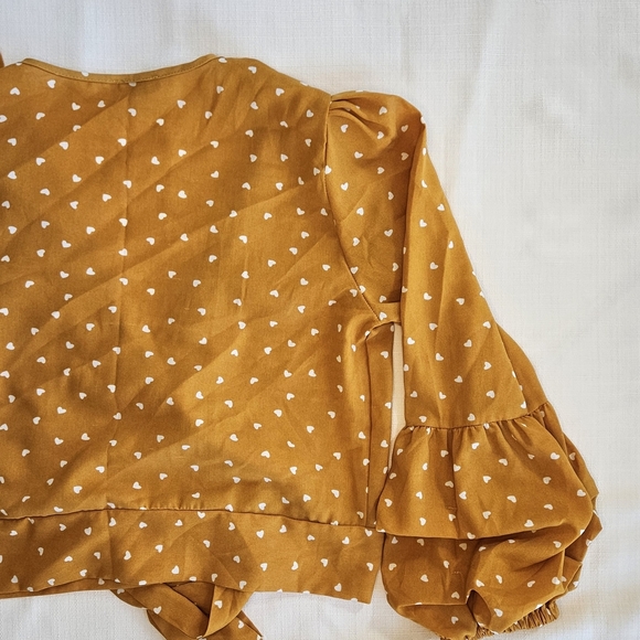 Romantic Wrap Top Fall Colors Tie Front Bell Shape Cuffs Size M - Picture 4 of 9